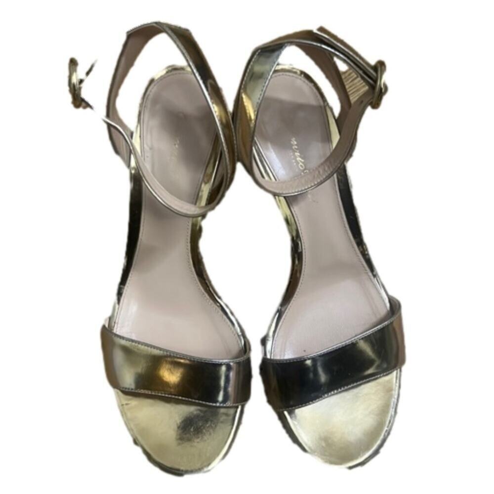 GIANVITO ROSSI MILANO‎ GOLD METTALIC LEATHER SANDALS SIZE 39